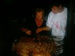 Fiona Clark and Rolf Jakob preparing the food...